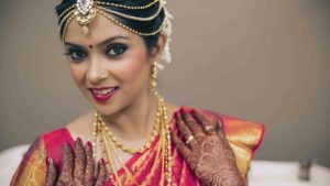 Smiling South Indian Bride Waiting For Her Wedding