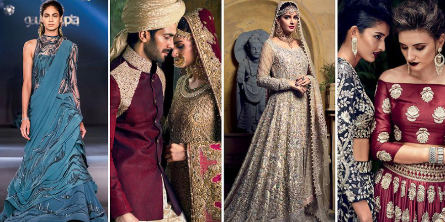 A Collage of Different Ladies And Couples Dressed Up For Evening Party Of The Wedding.