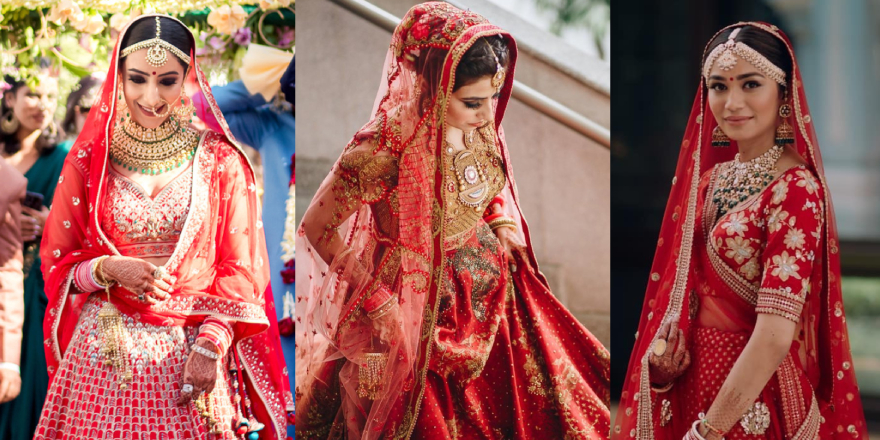 Beautiful And Stunning Brides Dressed In Red Bridal Lehangas.