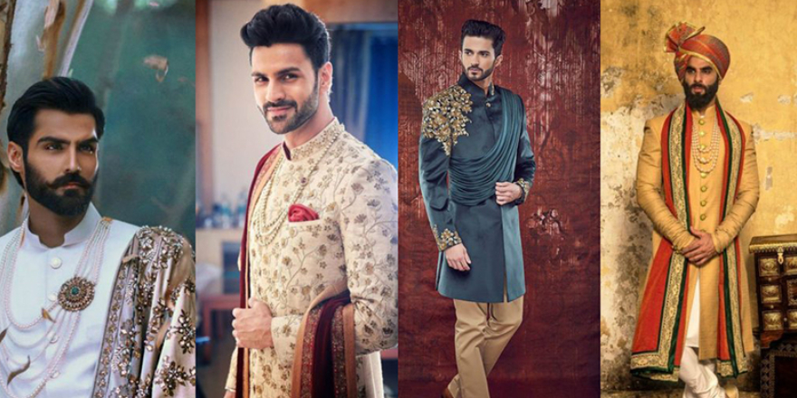 Handsome And Cool Grooms Dressed In Beautiful Sherwanis For Their Wedding Sangeeth.