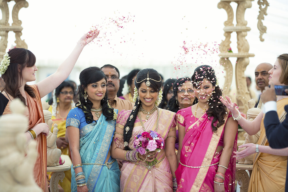 A Beautiful Bride Entry With Her Bridemaids In Indian Wedding.